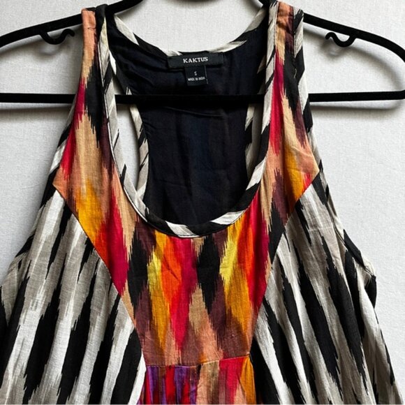 Kaktus boho Striped Women's Tank top cotton dress Sz S - Picture 5 of 12